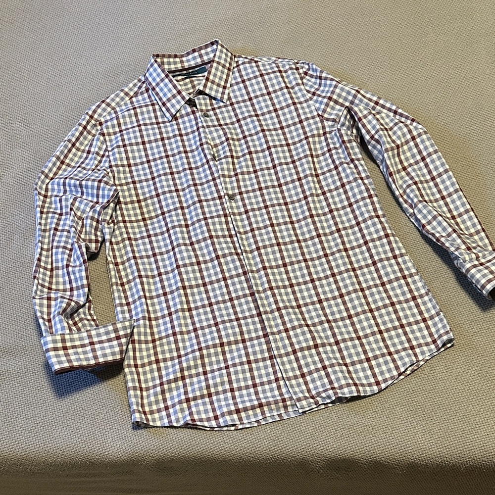 Perry Ellis Men's Checkered Shirt - Red, Blue, White